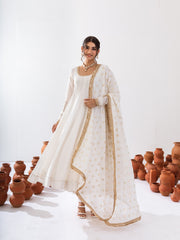 আইরা: হোয়াইট গোল্ড জর্জেট আনারকলি স্যুট