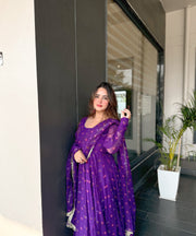 Noor Royal Purple Anarkali Set