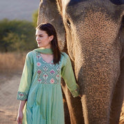 রিতু: মিন্ট গ্রিন পোলকা কটন কুর্তা সেট