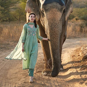 রিতু: মিন্ট গ্রিন পোলকা কটন কুর্তা সেট