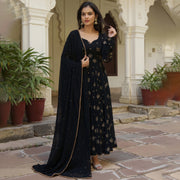 ✨ ফারাহ: গোল্ডেন গ্লিটার প্রিমিয়াম জর্জেট আনারকলি গাউন