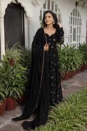 ✨ ফারাহ: গোল্ডেন গ্লিটার প্রিমিয়াম জর্জেট আনারকলি গাউন