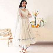 ✨ শুভ্রতা: শিফন বোহো প্রিন্ট থ্রি-পিস আনারকলি স্যুট