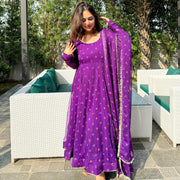 Noor Royal Purple Anarkali Set