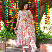 🌸 গুলনাজ ফ্লোরাল শিফন আনারকলি থ্রি পিস সেট | মহিলাদের পার্টি ও ফেস্টিভ ওয়্যার