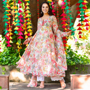 🌸 গুলনাজ ফ্লোরাল শিফন আনারকলি থ্রি পিস সেট | মহিলাদের পার্টি ও ফেস্টিভ ওয়্যার