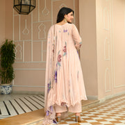 Exclusive Peach Chiffon Print Suit Set (এক্সক্লুসিভ পিচ শিফন প্রিন্ট স্যুট সেট)