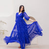 ব্লু রয়াল বোহো শিফন ম্যাক্সি গাউন