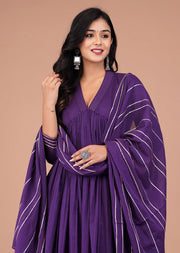 সায়মা: রয়্যাল পার্পল মুল কটন আনারকলি স্যুট