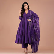 সায়মা: রয়্যাল পার্পল মুল কটন আনারকলি স্যুট