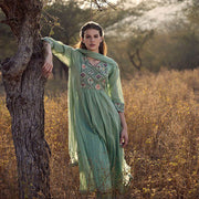 রিতু: মিন্ট গ্রিন পোলকা কটন কুর্তা সেট